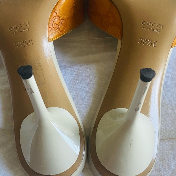 Vintage GUCCI Guccissima LOGO kitten heel open toe horsebit mules Size 8.5 - Picture 8 of 16